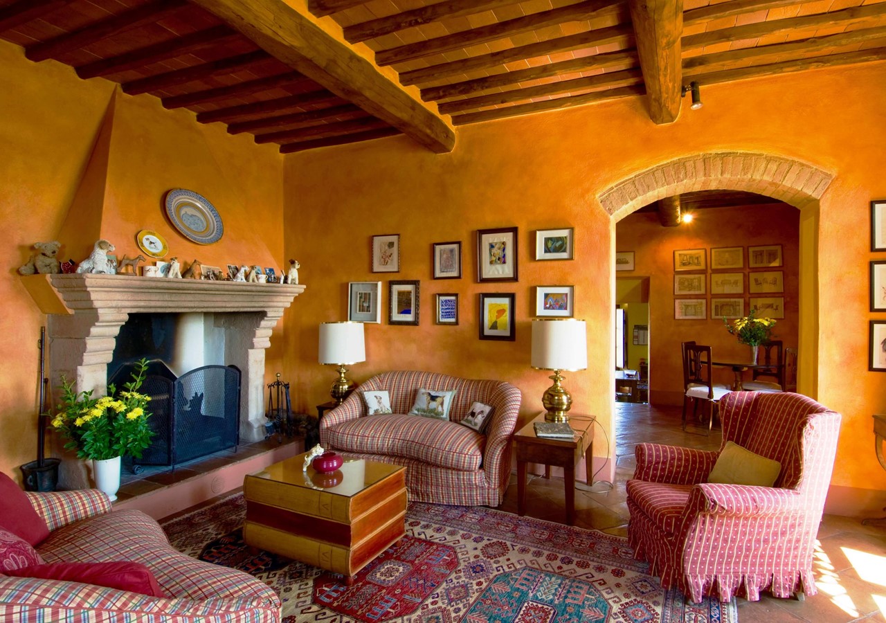 Large living area with fireplace