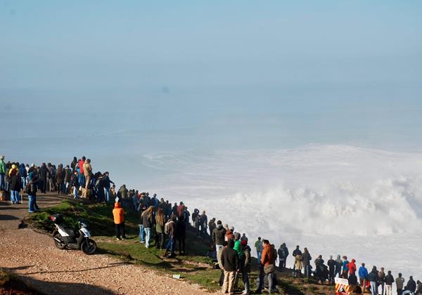 Nazare Big Waves Blue Sky