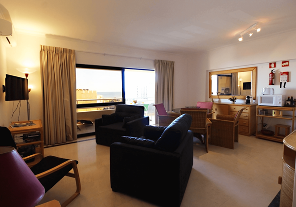 Algarve Vilamoura Holiday Apartment With Sea View Marina Mar Luz Living And Dining Room Areas