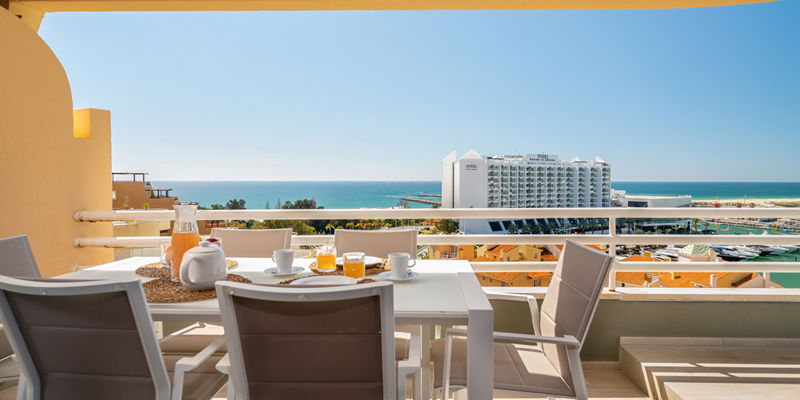 Algarve Vilamoura Luxury Holiday Apartment Marina Mar Bela Vista Balcony With Sea View And Vilamoura Marina View