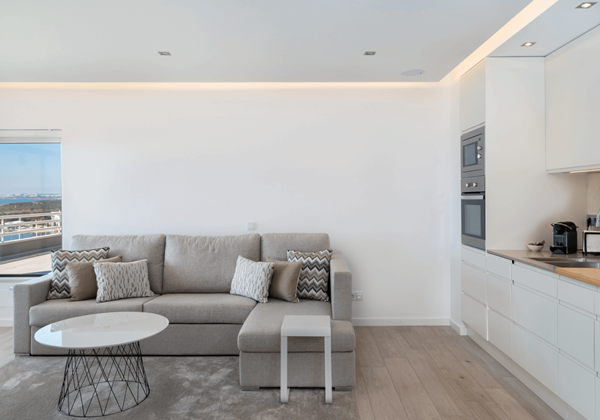 Algarve Vilamoura Luxury Holiday Apartment Marina Mar Bela Vista Kitchenette And Sitting Area
