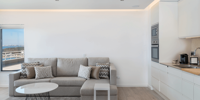 Algarve Vilamoura Luxury Holiday Apartment Marina Mar Bela Vista Kitchenette And Sitting Area