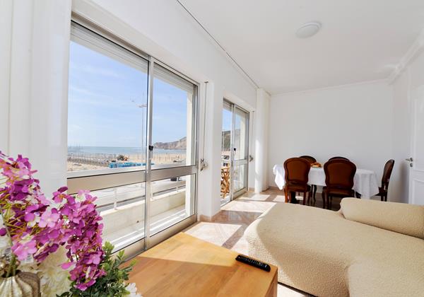 Beachfront Holiday Apartment Nazare 3 Bedroom Apartment Living Room With Sea View