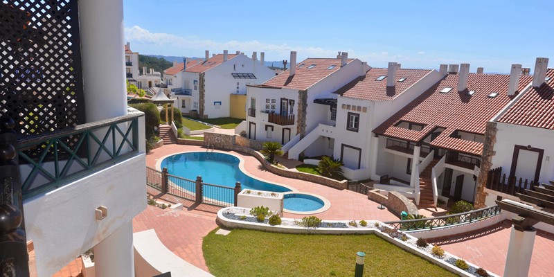 View Over The Pool From The Balcony Of Holiday Apartment In Gilmafacho Sao Martinho Do Porto Portugal