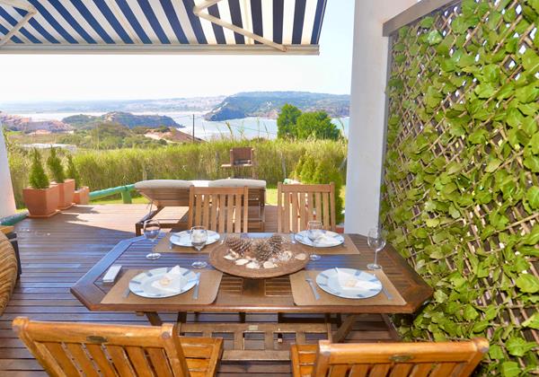 Outdoor Private Terrace With Dining Area Bbq And Garden In Holiday Rental In Sao Martinho Do Porto Portugal