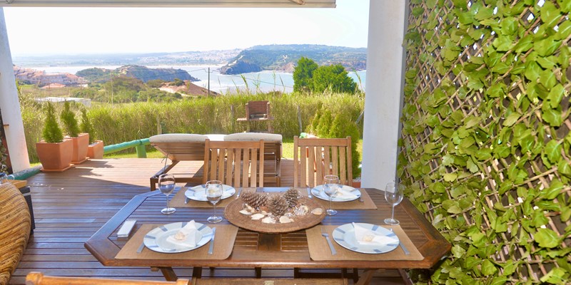 Outdoor Private Terrace With Dining Area Bbq And Garden In Holiday Rental In Sao Martinho Do Porto Portugal