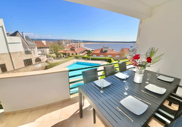 Balcony With View Over The Pool And The Sea In Bay Apartment Holiday Rentals In Sao Martinho Do Porto Silver Coast Portugal