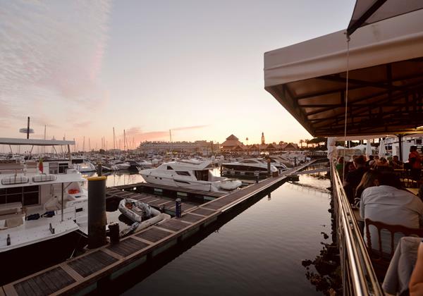 Restaurant Overlooking Marina In Vilamoura Evening