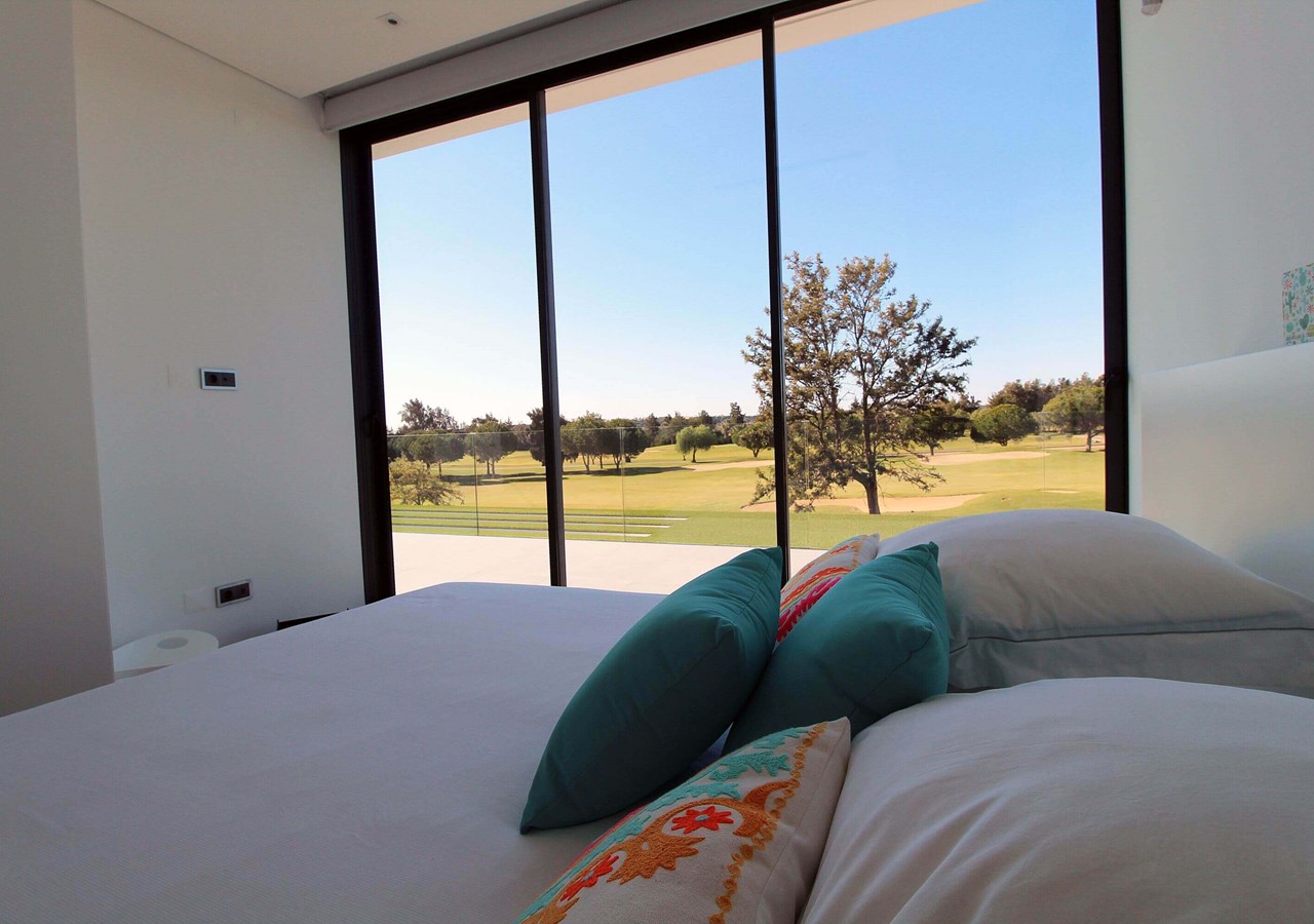 Bedroom with view over golf course