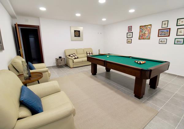 Games room in luxurious holiday villa