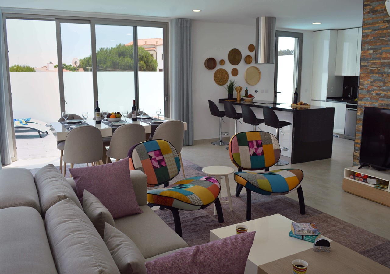 Open plan space in holiday villa