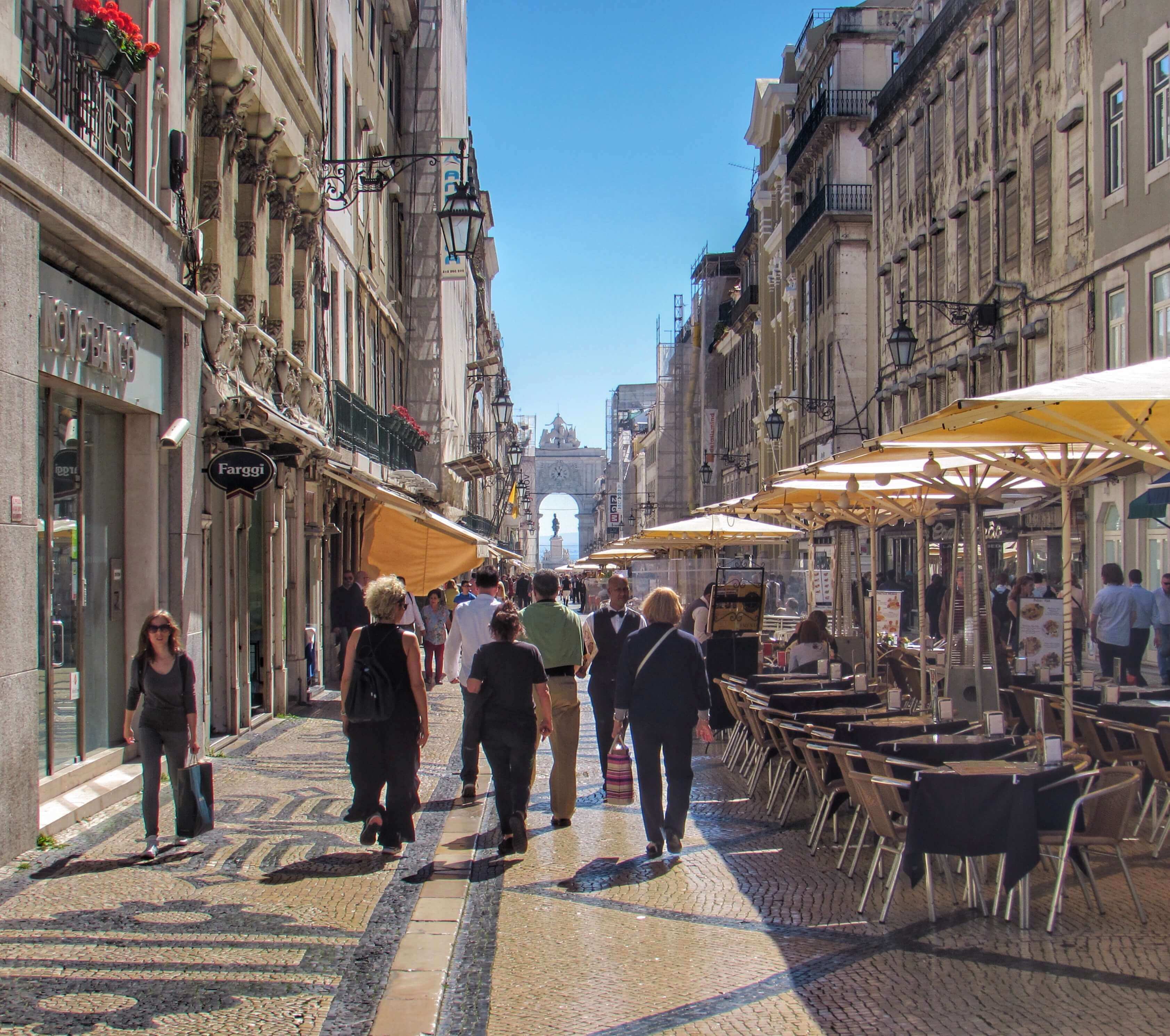 Rua Augusta Shopping Scene In Portugal