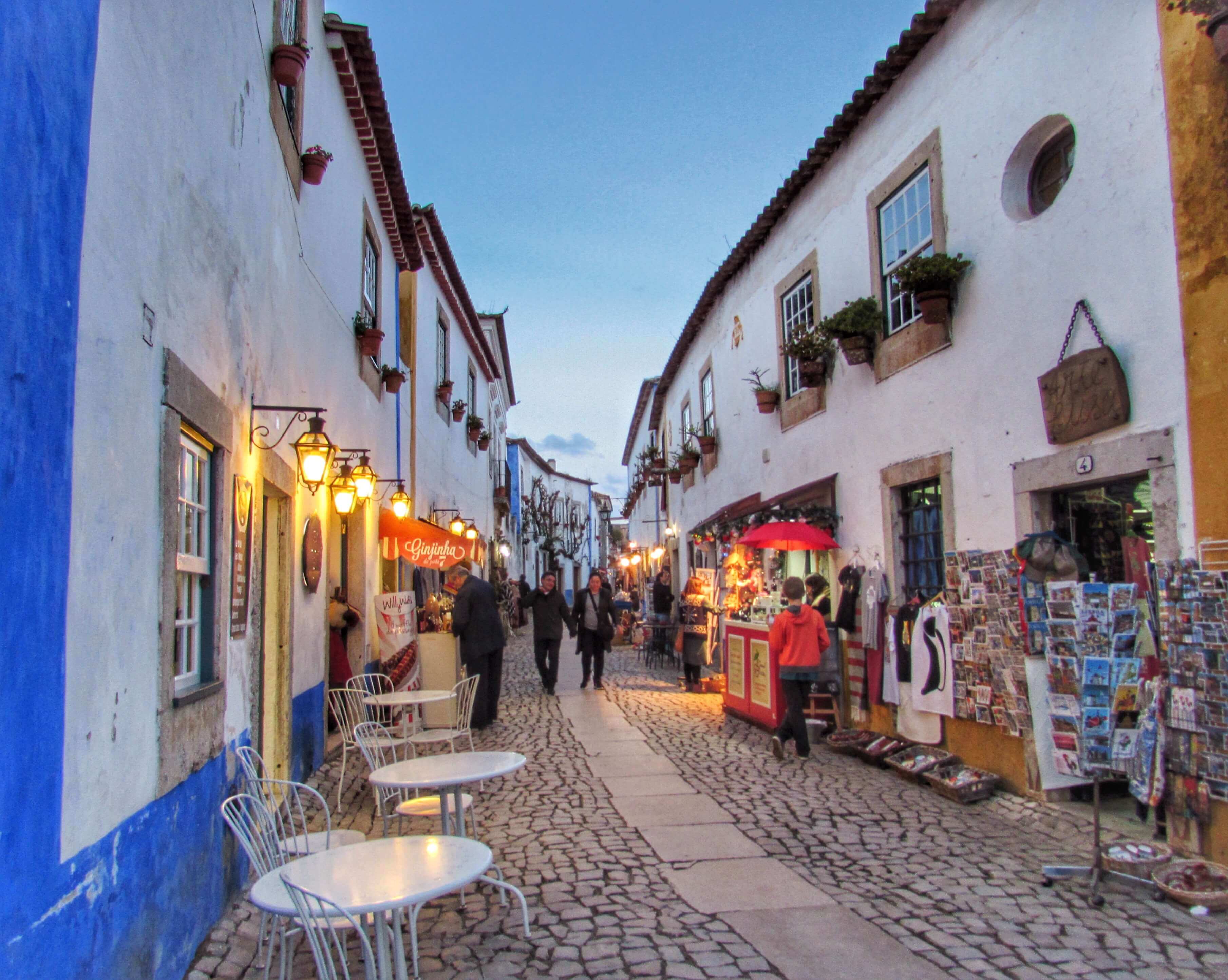 The Main Shopping Street In Obidos Rua Direita